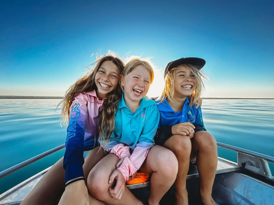 Kids on Boat in UPF50+ Sun Shirts