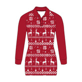 Reindeer Fair Isle Red UPF50+ Fishing Shirt