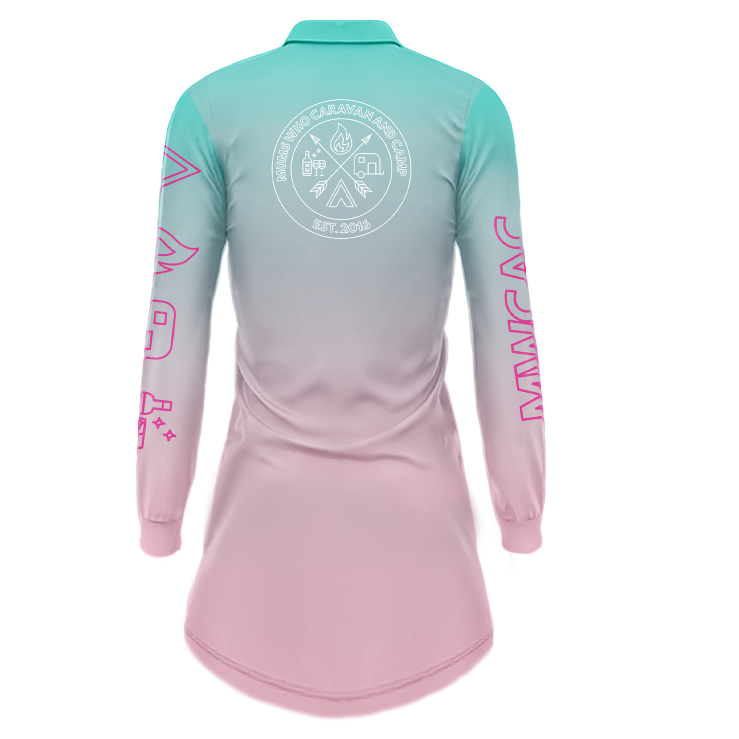 Womens Coral - Not a Fishing Shirt Dress - UPF50+ Sun Protection PRE-ORDER - Mums Who Caravan and Camp