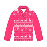 Reindeer Fair Isle Pink UPF50+ Fishing Shirt