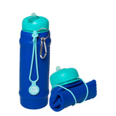 Roll A Bottle - Cobalt, Teal Lid, Aqua Strap Collapsible Bottle - MWCAC