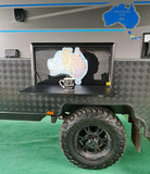 Map of Australia sticker applied to the exterior of a caravan