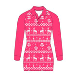 Reindeer Fair Isle Pink UPF50+ Fishing Shirt