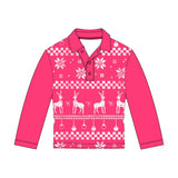 Reindeer Fair Isle Pink UPF50+ Fishing Shirt