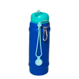 Roll A Bottle - Cobalt, Teal Lid, Aqua Strap Collapsible Bottle - MWCAC