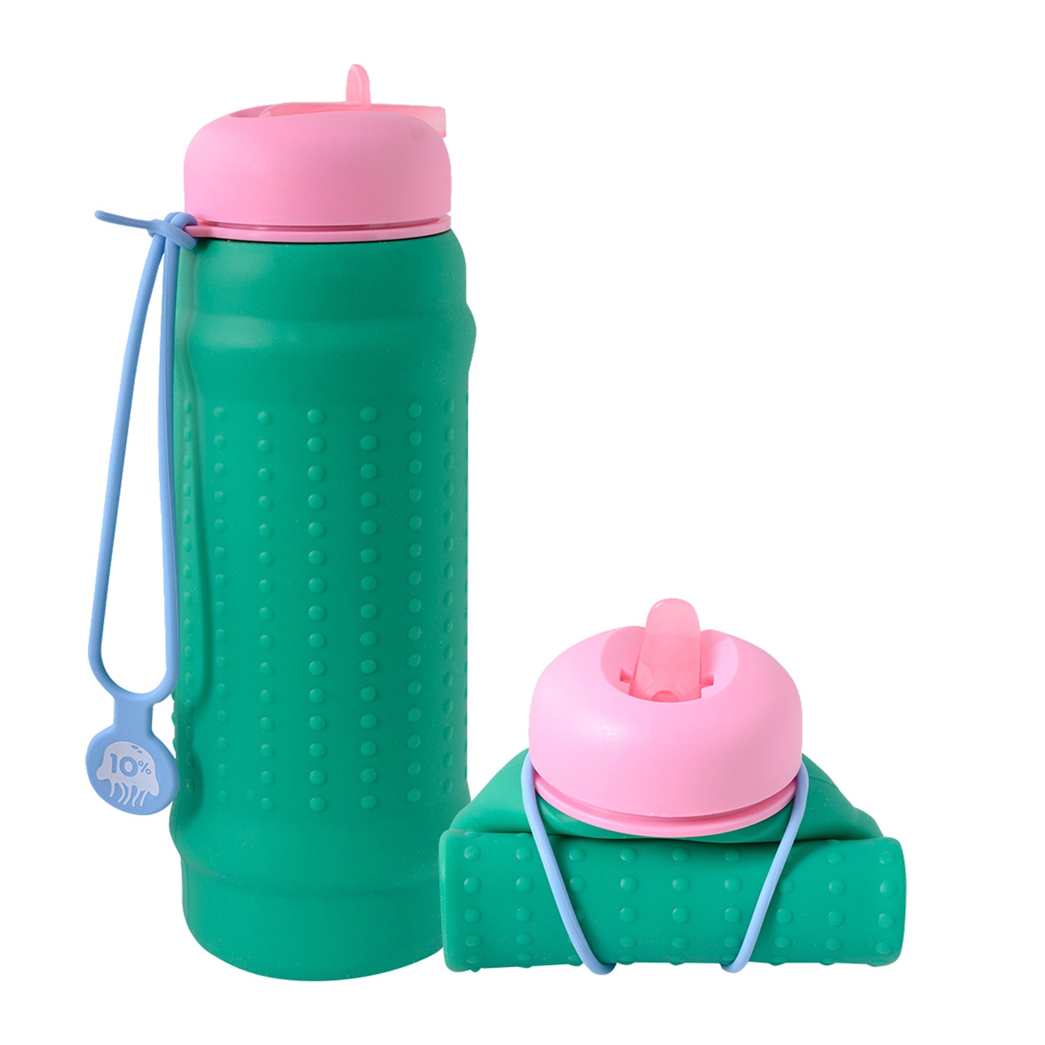 Roll A Bottle - Green, Pink + Dusty Blue, Collapsible Bottle - MWCAC
