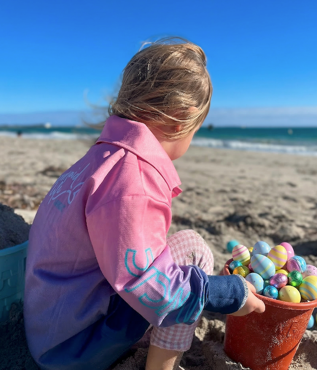 Caravanning with Kids at Easter Fishing Shirt at Beach