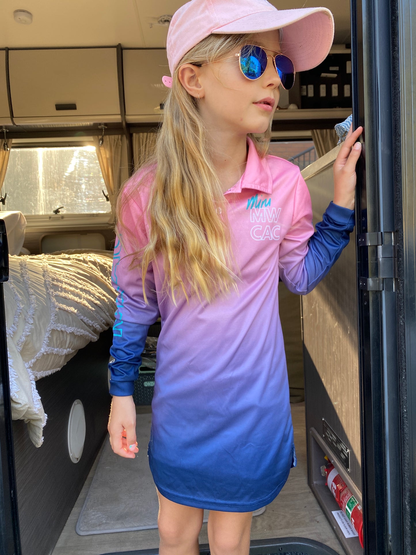 Kids Fishing Shirt Dress - Ocean - UPF50+ Sun Protection - Mums Who Caravan and Camp