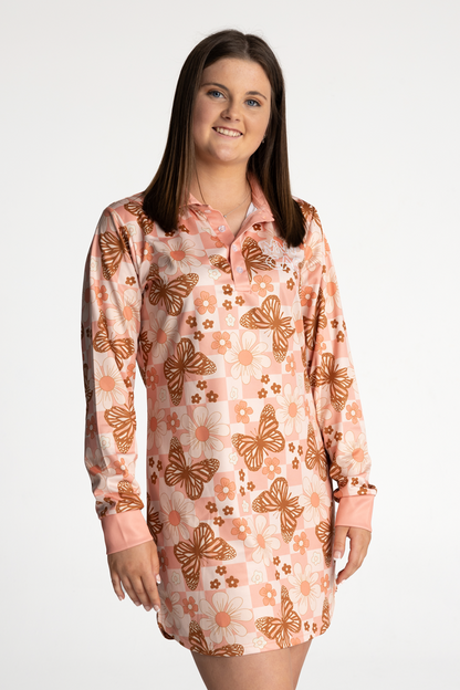 Kids Fishing Shirt Dress - Butterfly Boho - UPF50+ Sun Protection * Pre-order