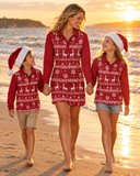 Reindeer Fair Isle Red UPF50+ Fishing Shirt